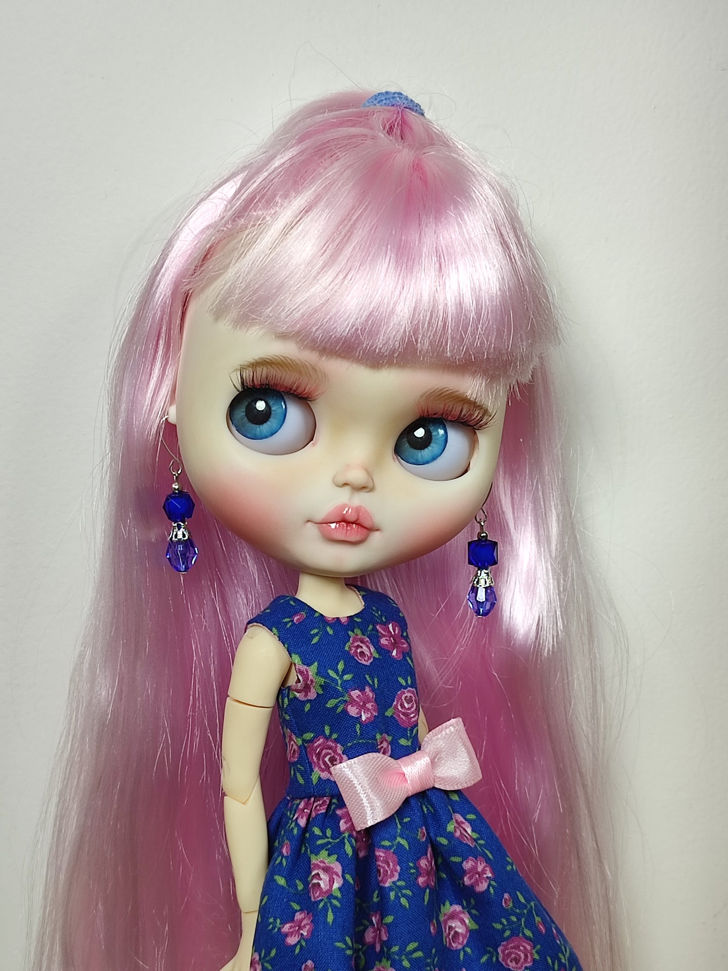 Custom Blythe doll long pink hair, OOAK Blythe, white skin