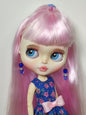 Custom Blythe doll long pink hair, OOAK Blythe, white skin