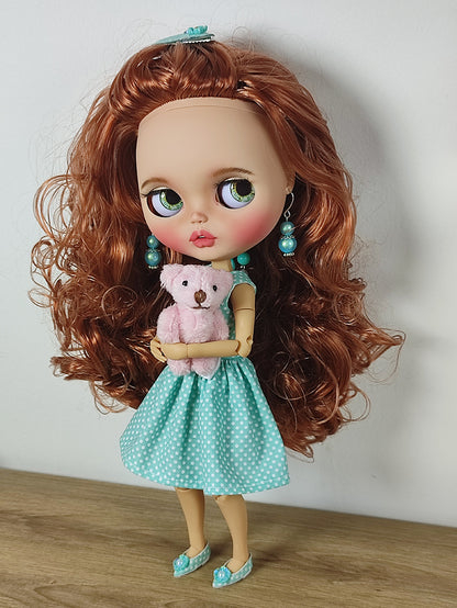 Custom Blythe doll with wavy red hair