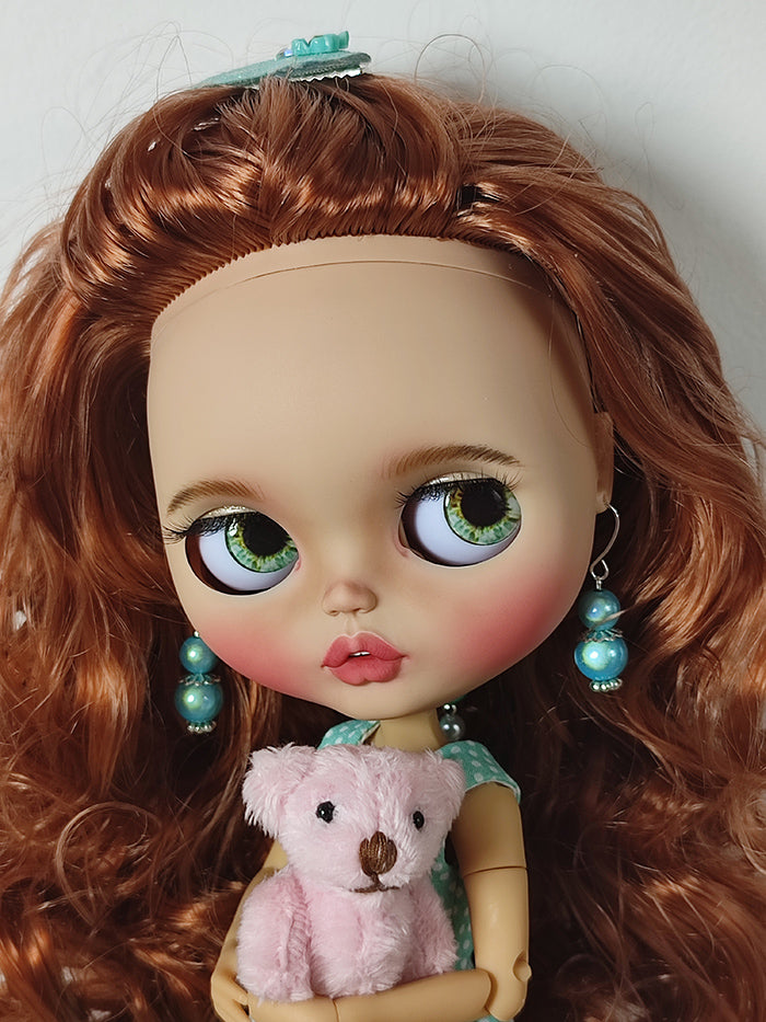 Custom Blythe doll with wavy red hair