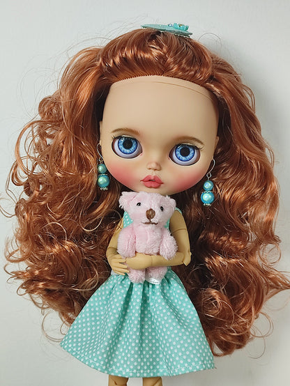 Custom Blythe doll with wavy red hair