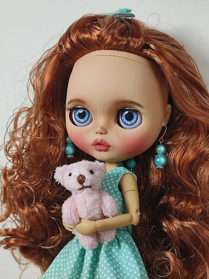 Custom Blythe doll with wavy red hair