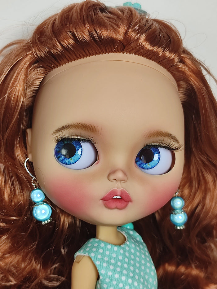 Custom Blythe doll with wavy red hair