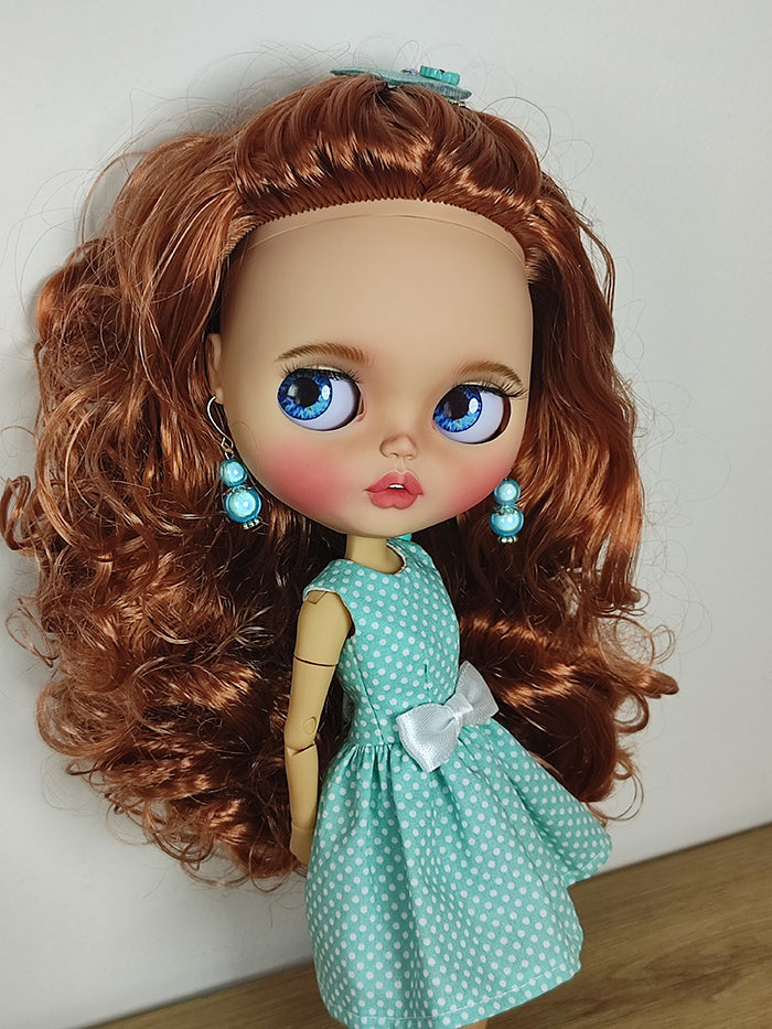 Custom Blythe doll with wavy red hair