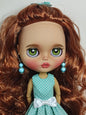 Custom Blythe doll with red hair and green eyes