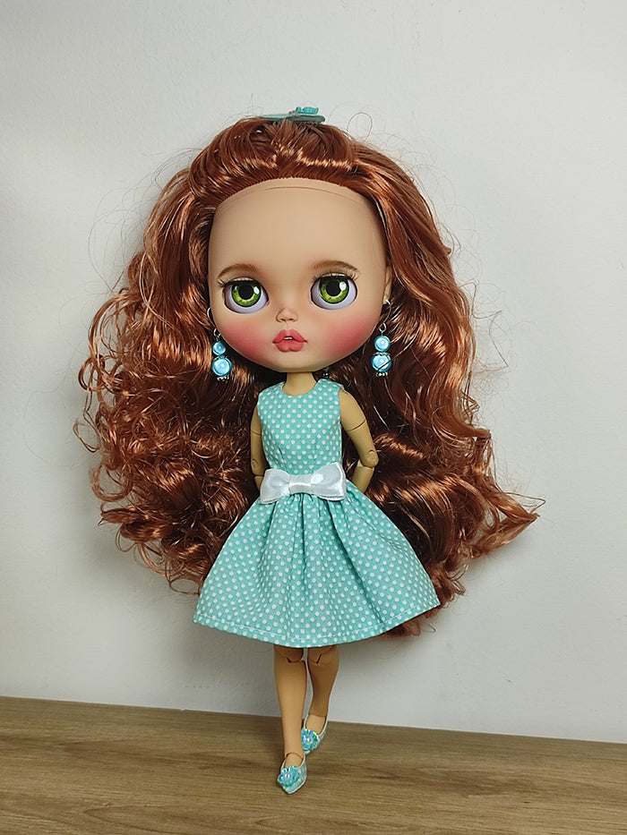 Custom Blythe doll with wavy red hair